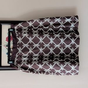 Vineyard Vines Elegant Brown and White Pleated Skirt